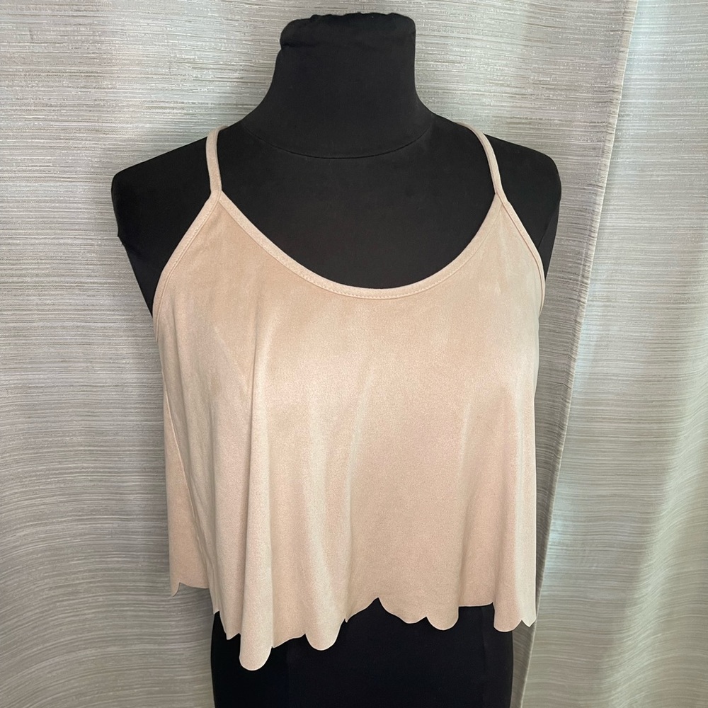 Scalloped Velvet Crop Top